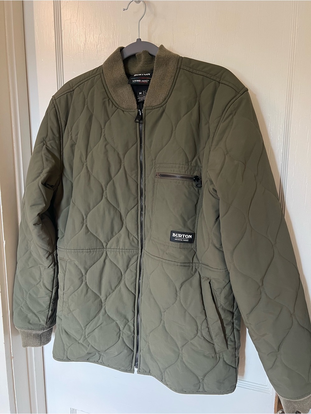 BURTON オリーブグリーンジャケット Burton Men's Mallet Quilted Olive Green Jacket Medium - Gem
